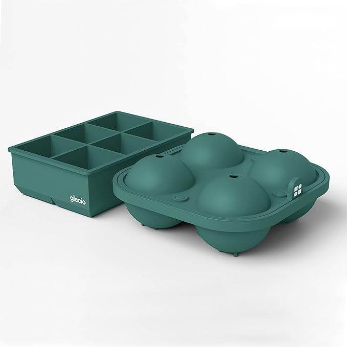 Ball Ice Cube Tray and Big Ice Cube Molds for Whiskey, Slow-Melting, 100% Silicone, No-Plastic, Easy Release, Ideal for Gifting and Elevating Cocktails