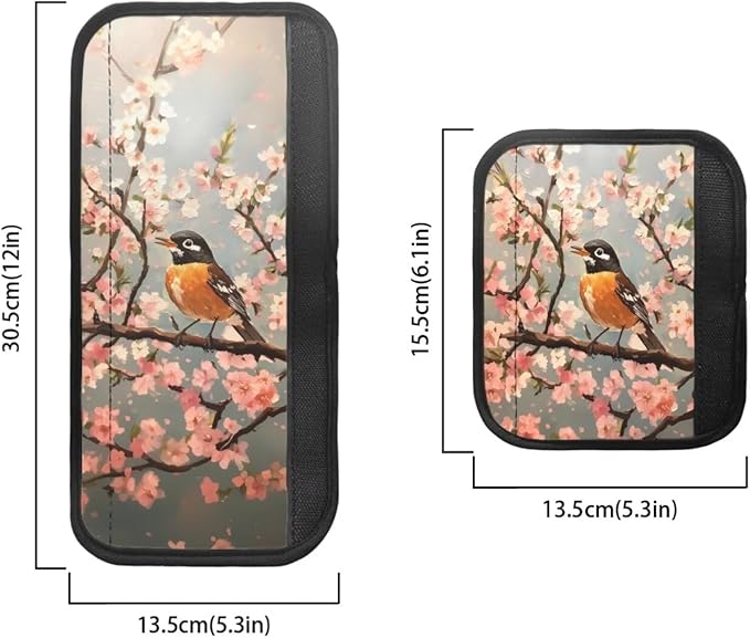 6 PCS Refrigerator Door Handle Covers Electric Appliance Handles Decor Anti-Skid Protector Gloves for Fridge Oven Kitchen Cabinet Home Decor, American Robin Bird Pink Flower Gray