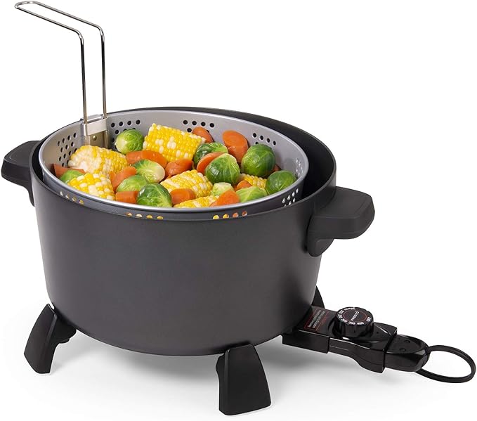 Presto 06009 10-Quart Kitchen Kettle XL Multi-Cooker, Steamer and Deep Fryer, Black