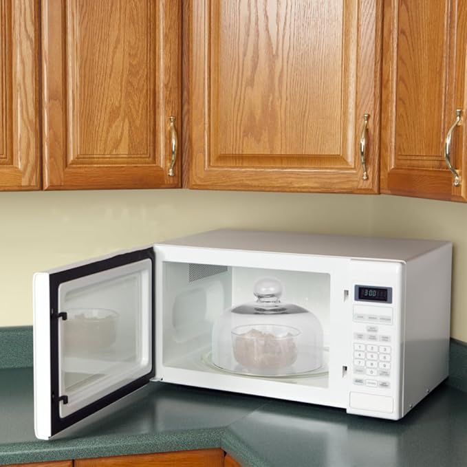 SOIMISS 9-Inch Glass Microwave Splatter Cover, Tall Dome Food Lid (6" High) with Steam Vent, Heat-Resistant Clear Splash Guard for Plates and Bowls