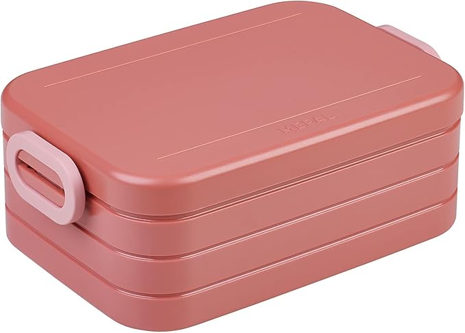 Mepal Bento Box Midi - Bento Lunch Box For 2 Sandwiches or 4 Bread Slices - Adults, Snacks & Leftovers - Vivid Mauve
