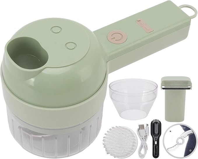4 in 1 Handheld Electric Vegetable Cutter, 200ml USB Rechargeable Vegetable Chopper, Wireless Food Processor for Garlic Pepper Chili Onion