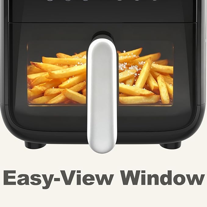 NEWBULIG 7.9QT Air Fryer with Transparent Window, 12-In-1 Large Air Fryers for Family, 400°F Wide Temperature for Rapid Heat, Roast Bake Dehydrate Reheat, Dishwasher Safe, Nonstick Basket, 1800W