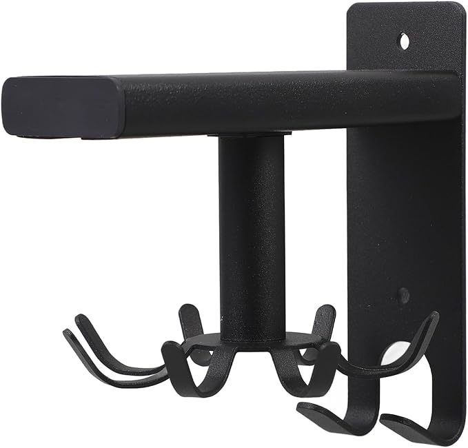 GLEAVI Wall Mounted Rotatable Kitchen Utensil Hook Rack with 8 Black Hooks, 360° Swivel Cooking Utensil Organizer for Kitchen Storage and Hanging