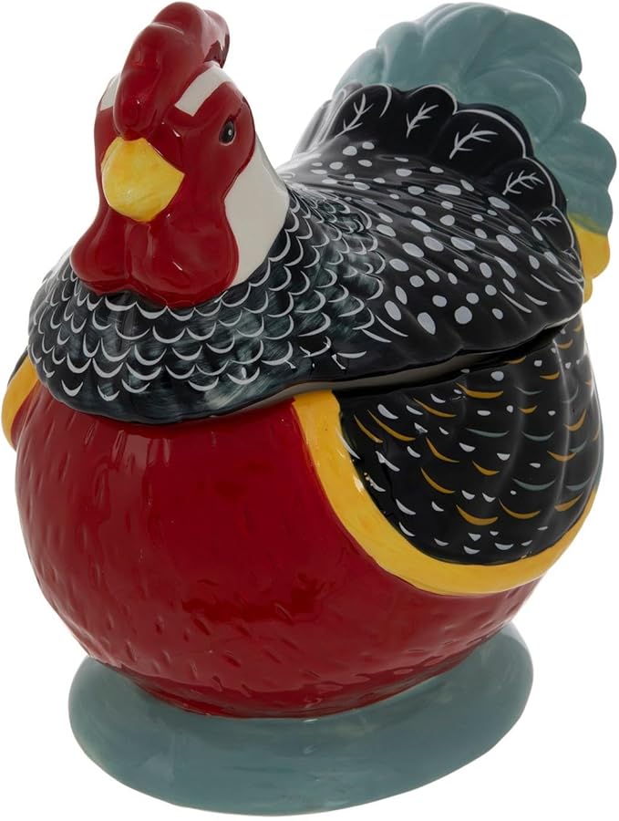 Hobby Lobbby Hen Cookie Jar, 9.5" H x 9" W x 6.75" D, 65 Ounces, Kitchen Countertop Treat Jar
