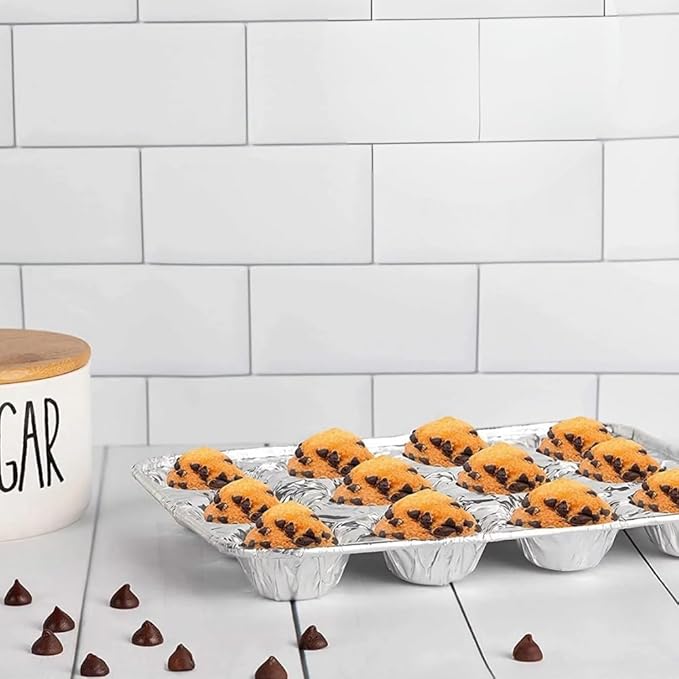 PARTY BARGAINS 12-Cup Aluminum Mini-Muffin Pans - 20 Pack, Mini-Cupcake Pans, Disposable Tin for Baking (Max 240°C)