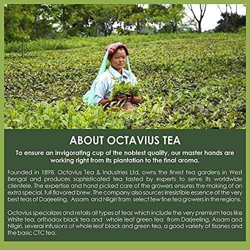 Octavius Assorted Tea Gift Set | 6 Assorted Black & Green Teas | 30 Teabags | Wooden Tea Sampler Pack w/Ornate Floral Design | Pack of 2