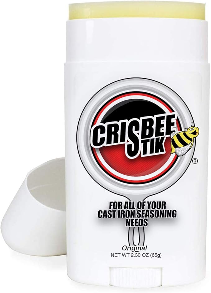 Crisbee Stik® Cast Iron and Carbon Steel Seasoning - Family Made in USA - The Cast Iron Seasoning Oil & Conditioner Preferred by Experts - Maintain a Cleaner Non-Stick Skillet