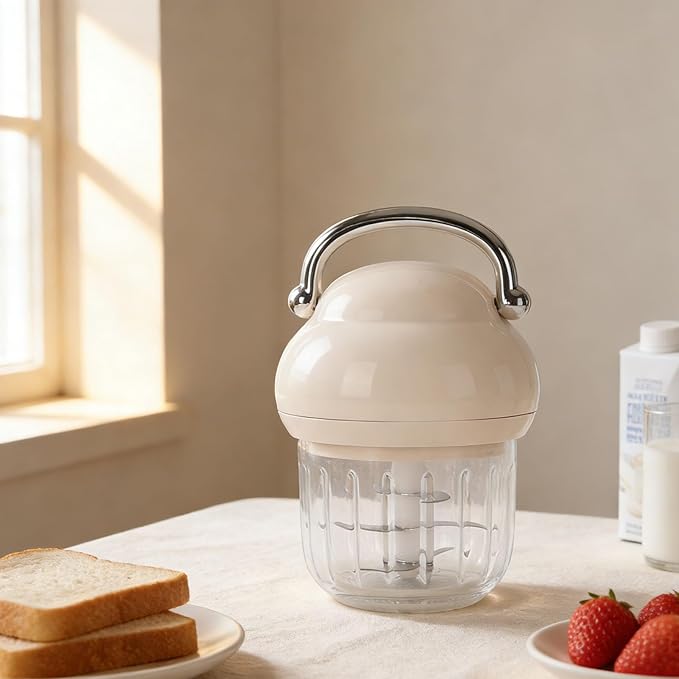 Fockety Electric Garlic Chopper, 350ml Portable Cordless Mini Food Processor, Rechargeable Veggie Chopper Garlic Grinder Masher, Wireless Blender for Vegetable, Fruits, Baby Food