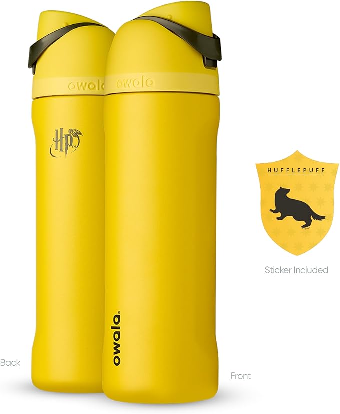 Owala Harry Potter FreeSip Insulated Stainless Steel Water Bottle with Straw, BPA-Free Sports Water Bottle, Great for Travel, 24 Oz, Hufflepuff