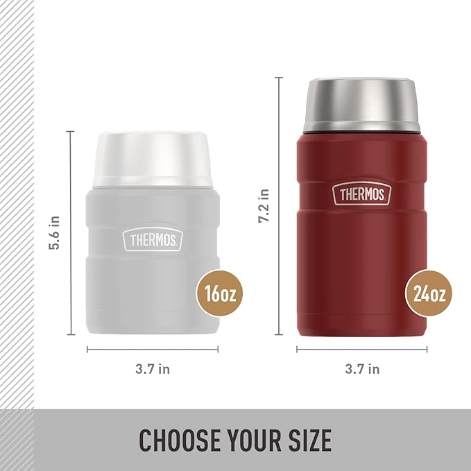 THERMOS Stainless King Vacuum-Insulated Food Jar, 24 Ounce, Rustic Red