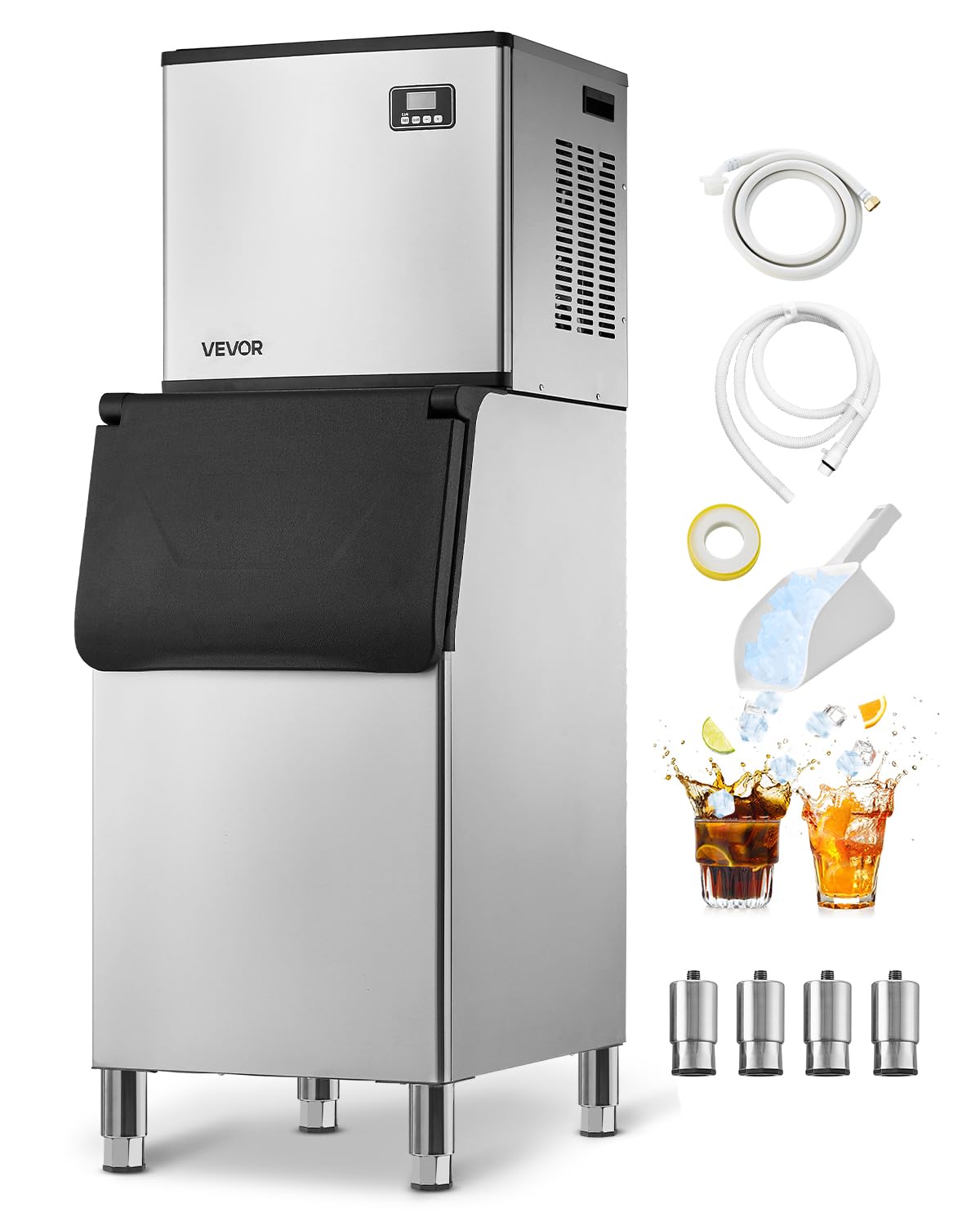 VEVOR Commercial Ice Maker Machine, 360LBS/24H Ice-Making Machine with 300LBS Large Storage Bin, Auto Self-Cleaning Ice Maker with Touchscreen for Bar Cafe Restaurant Business Commercial