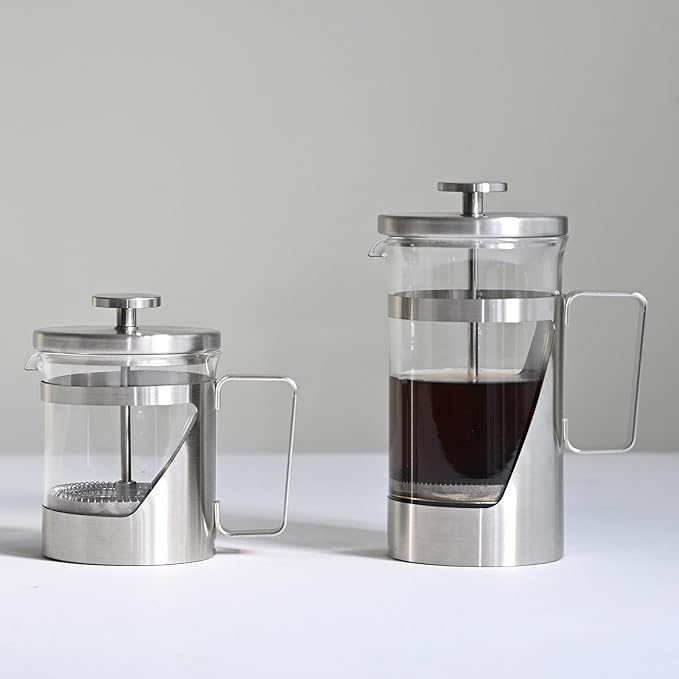 HARIO THSV-4-HSV Hairline Silver Pressed Coffee, Heat Resistant Glass, Stainless Steel, Practical Capacity, 20.3 fl oz (600 ml)