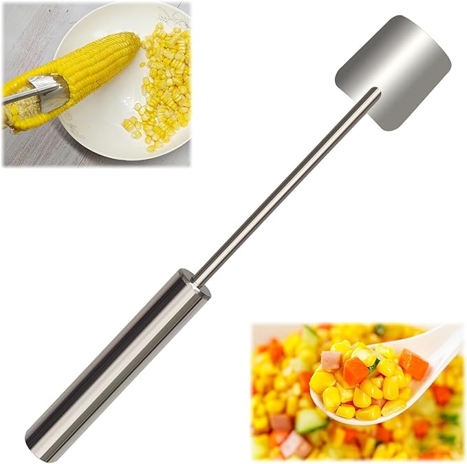 Corn Cob Stripper，2025 NEW Long Handle Stainless Steel Corn Stripping Tool，Corn on the Cob Remover, Fast and Safe, Suitable for Home Kitchens, Restaurant Chefs, Outdoor Dining Enthusiasts