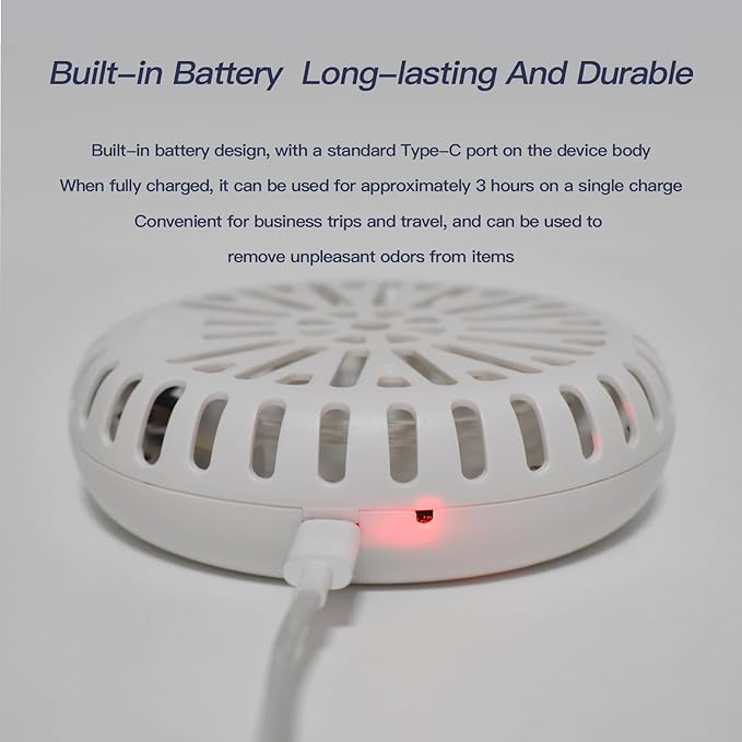 3W UV Deodorizer,Portable UV Light Cleaner,Smart Timer-Controlled Odor Elimination,360°Ultraviolet Bulb Design,for Refrigerators,Dish Cabinets,Storage Cabinets,Wardrobes,Shoe Cabinets,in Car,and More