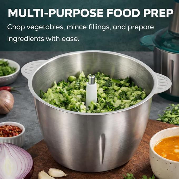 Food Processors Electric Food Chopper with Meat Grinder & Vegetable Chopper with Powerful Copper Motor - Includes Sets of Bi-Electric Grinder Meat Processor for Nuts, Meat, Onion, Garlic, Baby Food
