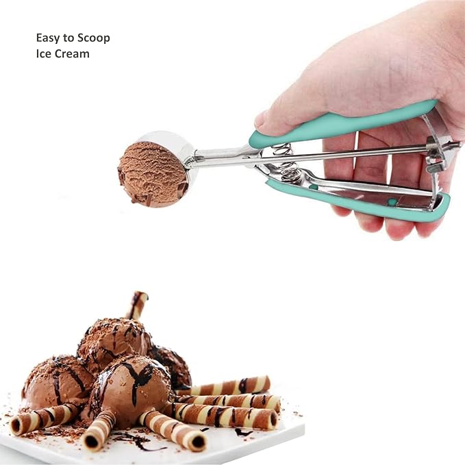 Cookie Scoop, Ice Cream Scoop, 2.5Tbsp/42ml/1.4 oz Cookie Scoops for Baking, 18/8 Stainless Steel Cookie Scooper for Baking, Cookie Dough Scoop, Ice Cream Scooper with Trigger Release (Mint)
