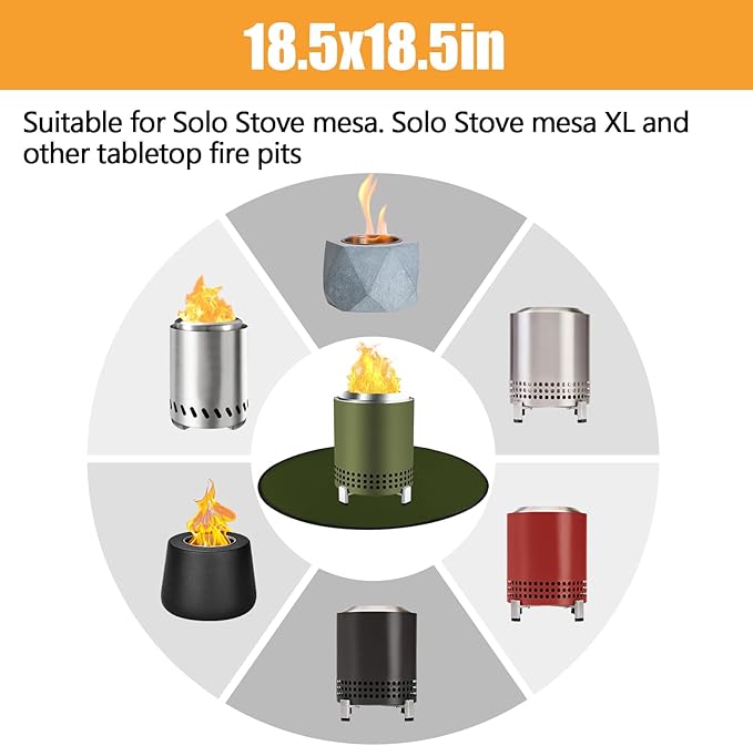 Round Fire Pit Mat Compatible with Solo Stove Mesa Accessories, Fire Proof Mat Compatible with Solo Stove Mesa Table Mat Under Fire Pit,Small Under Grill Mats for Outdoor Grill Table Top Protection