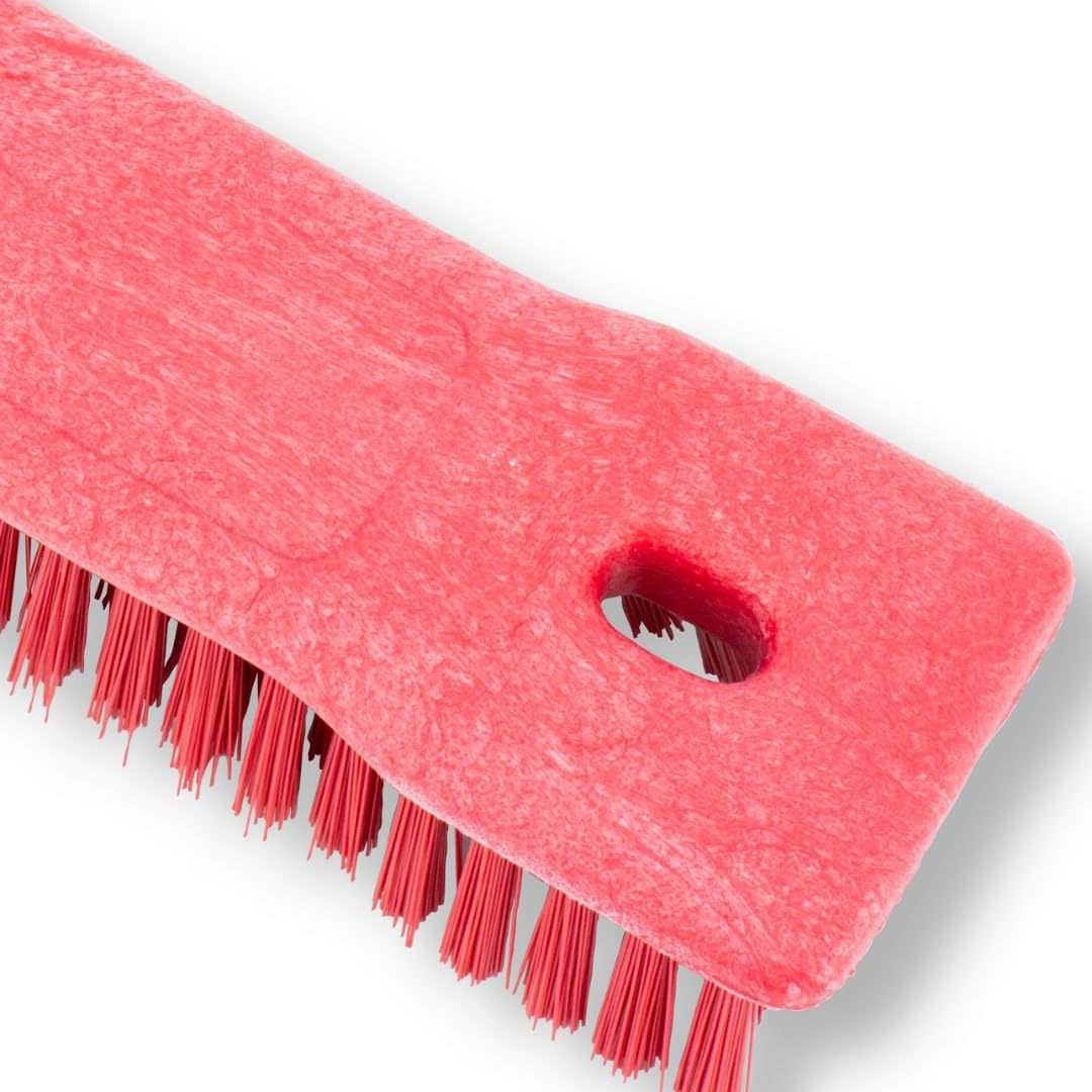SPARTA Comfort Grip Scrub Brush Hand Brush for Bathroom, Kitchens, Countertop, Plastic, 8 Inches, Red