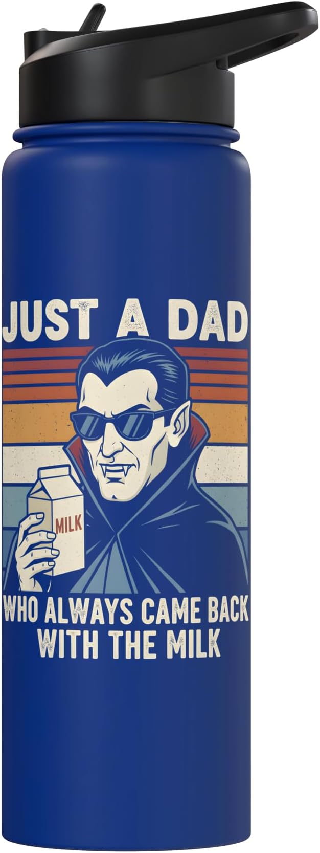 Vampire Dad Who Always Came Back With The Milk Retro Sunset Stainless Steel Insulated Water Bottle