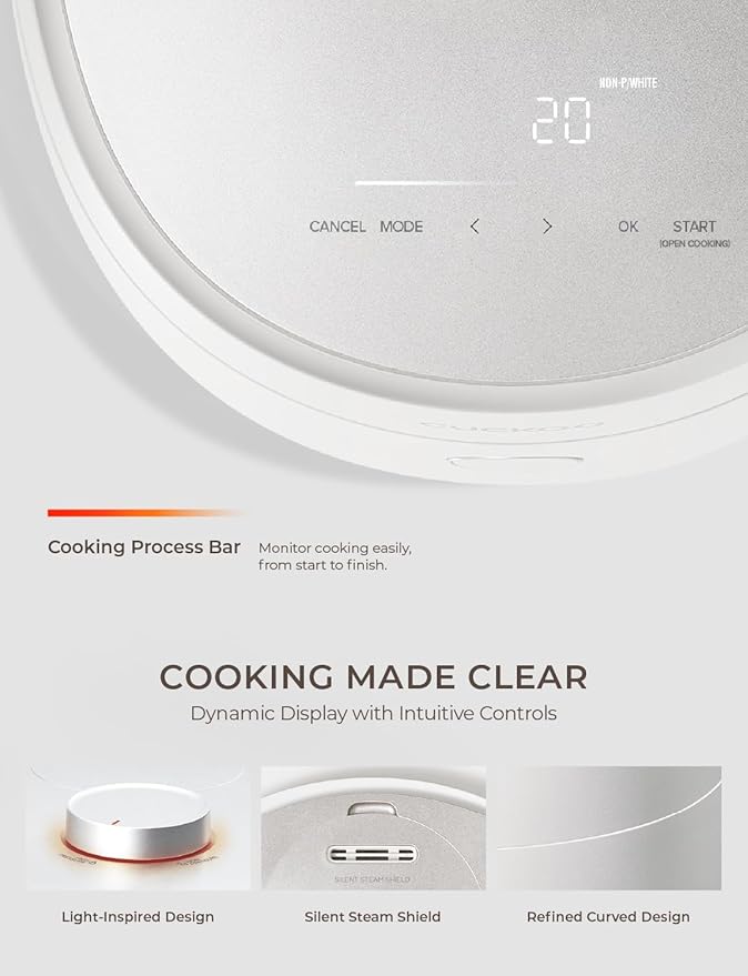 CUCKOO Twin Pressure Rice Cooker 6-Cup Uncooked / 12-Cup Cooked with Induction Heating Technology, Silent Pressure System, Open Cooking Mode, Dynamic Display, Eco Inner Pot, White (CRP-OHTR0609FW)