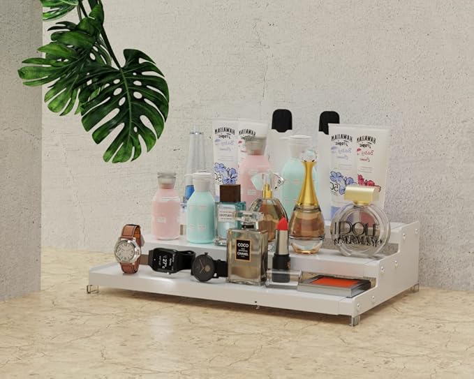 Jojocross Spice Rack Organizer for Cabinet, 3 Tier Expandable Spices Storage, Great for Kitchen Cabinets, Cupboard,Pantry and Countertop More 2 Packs/White