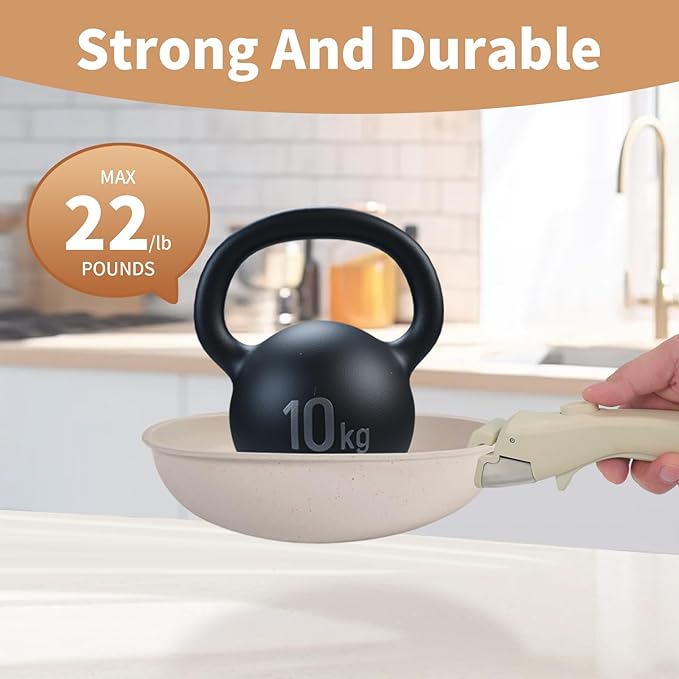 Removable Handle Beige, Detachable Handle for Pots and Pans, Universal Cookware Handles, Compatible with Thin Edge Cookware, 2 Pack