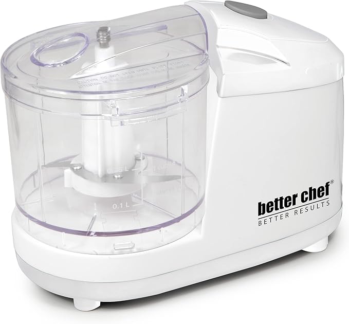 Better Chef 1.5-Cup Mini Food Processor | Stainless-Steel Blade | Pulse Switch (White)