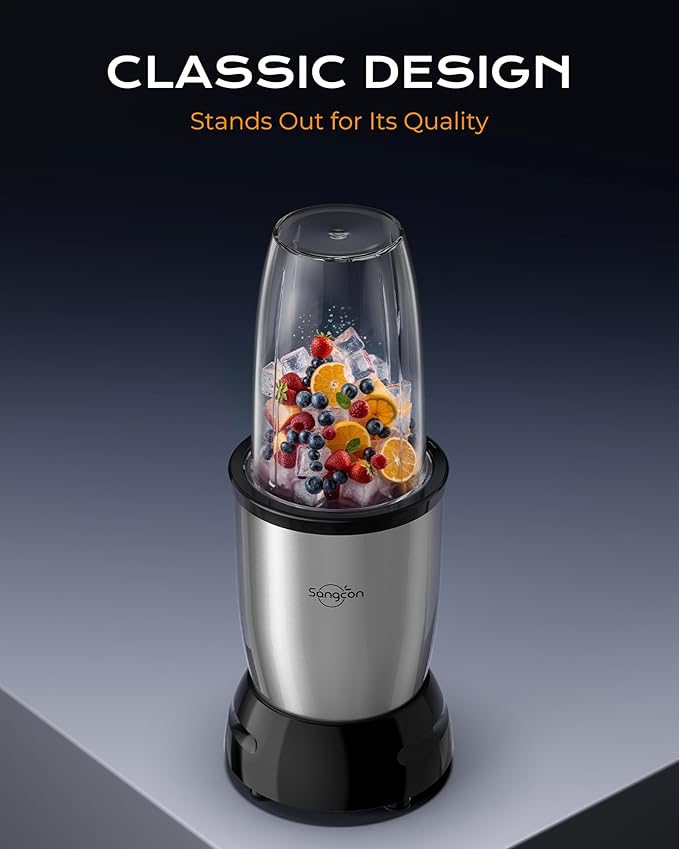 Sangcon 1000w Smoothie Blender for Kitchen, Blender for Smoothies, with 24oz/19oz/10oz Bpa-Free Cups – Upgraded Portable Personal Blenders for Shakes, Frozen fruit, Baby Food, Spice Grinding & More
