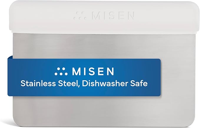 Misen Stainless Steel Bench Scraper - Versatile Food Scraper with Walnut Handle - Ideal for Kitchen, Pastry & Dough - Durable Cutting Board Scraper Tool - Effortless Transfer into Pots & Pans - White