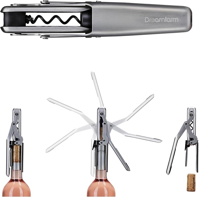 Dreamfarm Winopen Automatic Pocket Wine Corkscrew, Space-Saving Wine Opener with Foil Cutter - Stainless Steel