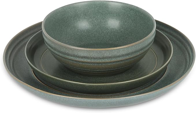Stone Lain Elio 24-Piece Dinnerware Set Stoneware, Plates and Bowls Set, Dish Set for 8, Green