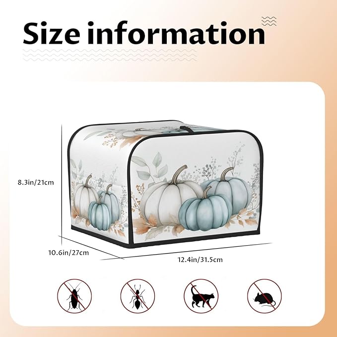 Toaster Cover 4 Slice Pastel Pumpkin Thanksgiving Leaf Kitchen Small Appliance Covers with Pockets Dust and Fingerprint Protection