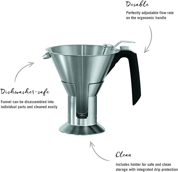 Rösle Stainless Steel Confectionary Funnel with Silicone Handle
