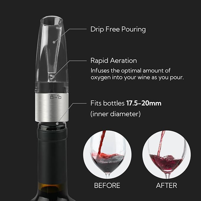 KITCHENDAO 2-in-1 Wine Aerator and Magnetic Wine Stopper