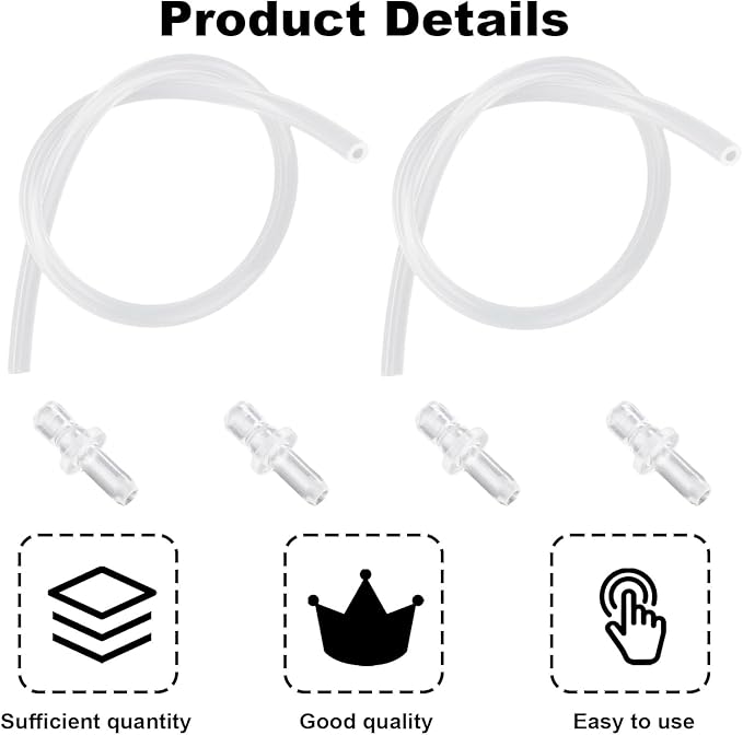 2 Pcs Milk Tubes Hoses with 4 Connectors, 14.96in Silicone Milk Tube Hoses Replacement Pipe Ideal Replacement Accessories Part for Jura HP3 Coffee Machines E6/E8/Z10