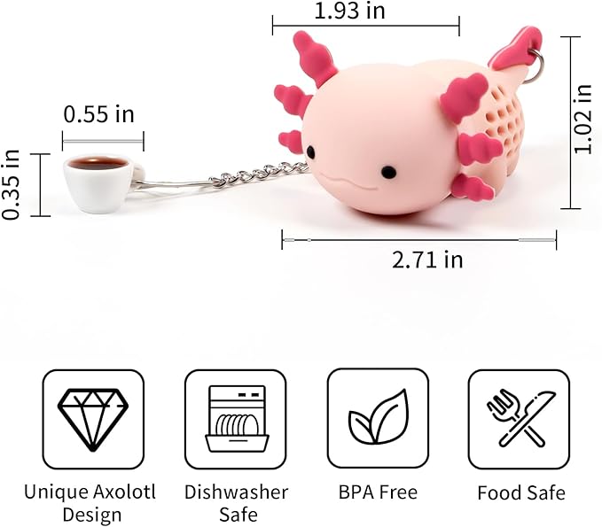 Axolotl Tea Infuser Tea Strainers For Loose Tea Silicone Tea Infusers Loose Leaf Tea Steeper Fun Kitchen Gadgets Axolotl Gifts