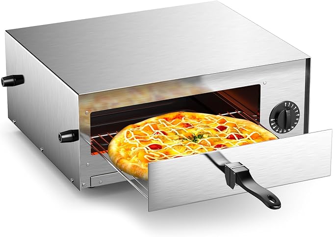 SIMOE Electric Pizza Oven,Indoor Pizza Oven with Handle & Removable Tray and 30mins Timer, Multifunctional Countertop Maker up to 12" for Kitchen, Camping,Party