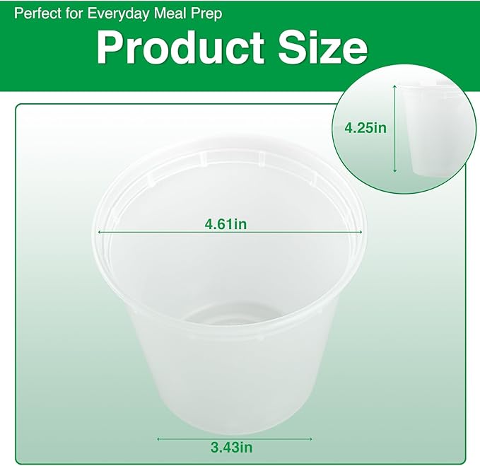 Deli Food Containers with Lids 24 oz-20 Pack Meal Prep Containers Food Storage Containers with Lids Stackable, Leakproof, BPA Free, Microwave Dishwasher Freezer Safe for Takeout Meal