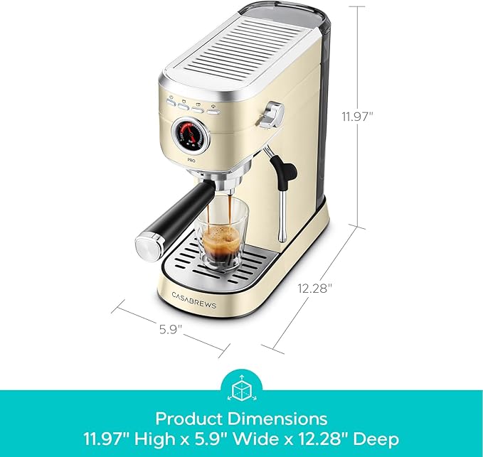 CASABREWS 5418 PRO Espresso Machine 20 Bar, Espresso Maker with Milk Frother Steam Wand, Stainless Steel Coffee Machine with 34oz Removable Water Tank, Small Latte Machine, Creamy