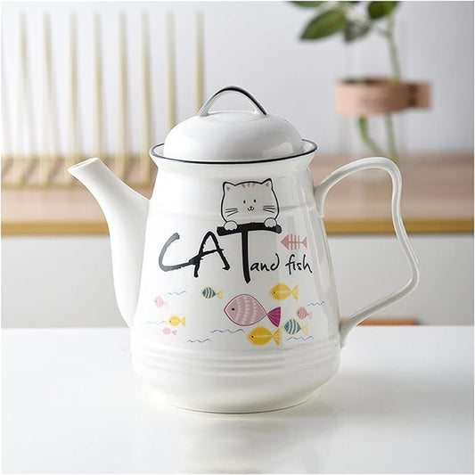 zxb-shop Pitcher Ceramic Cold Kettle with Handle Large Capacity Filter Teapot Household High Temperature Resistant Pitcher with Lid（60.6 Oz） Water Bottle (Color : H)
