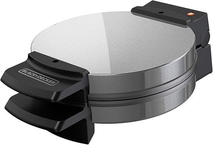 BLACK+DECKER 2-Slice Toaster, T2569B, Extra Wide Slots, 6 Shade Settings, 850 Watts, Crub Tray & Belgian Waffle Maker, Stainless Steel, WMB500,Silver