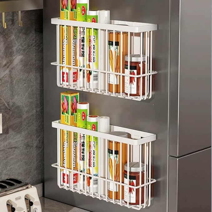 3 Piece Kitchen Cabinet Door Storage Box,Self Adhesive Wall Mounted Storage Boxes,Wardrobe/Bathroom/Refrigerator Small Items Organizer Storage Box (White3)