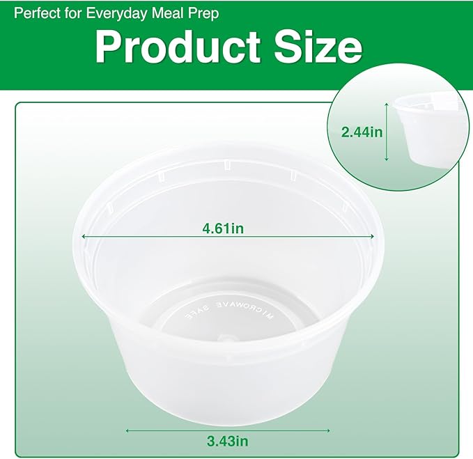 Deli Food Containers with Lids 12 oz-20 Pack Meal Prep Containers Food Storage Containers with Lids Stackable, Leakproof, BPA Free, Microwave Dishwasher Freezer Safe for Takeout Meal