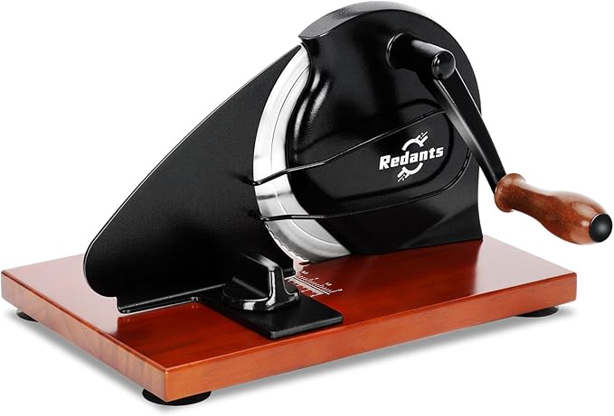 Redants Manual Bread Slicer for Homemade Sourdough Bread, Versatile Hand Crank Bread Slicer, Adjustable Thickness for Smooth Cutting, Food Grade Stainless Steel (Black)