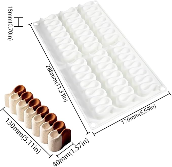 Silicone Molds, Long Baking Mold for Making Chocolate, Cake, Jelly, Dome Mouss (D_Caterpillar)