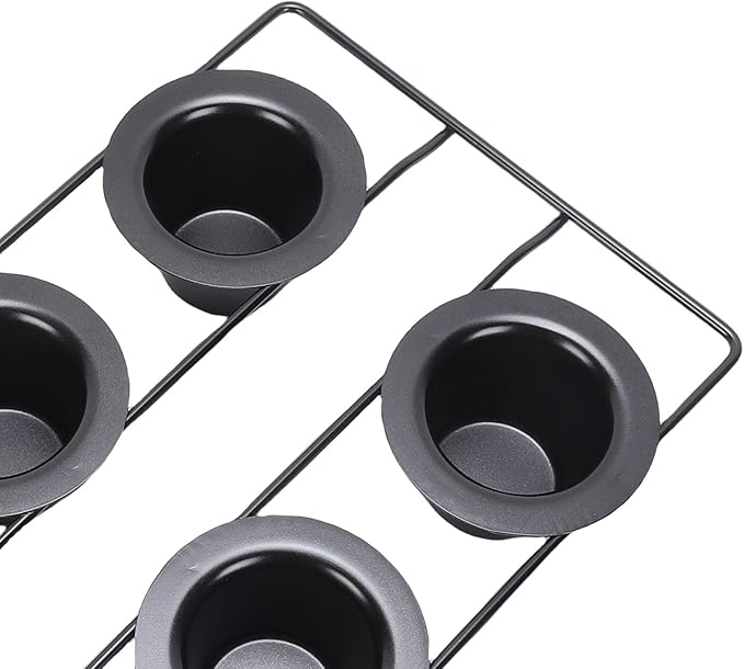 6 Cup Popover Pan Non Stick Carbon Steel Bakeware for Popovers Muffins with Wire Rack Deep Tapered Cups Even Baking