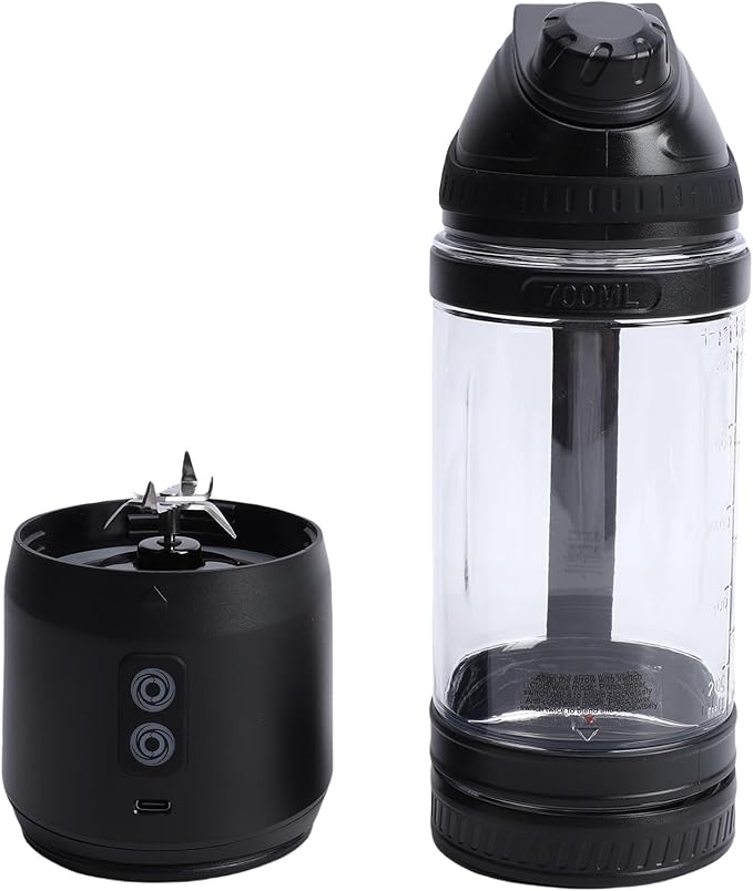 Asixxsix Portable Blender, 240W Cordless USB C Rechargeable 24oz Personal Blender Small Smoothie with Intelligent LED Display Base for Shakes Smoothies Frozen Blending (700ml)