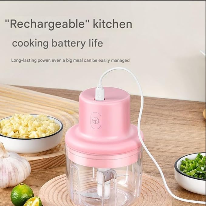 Wireless Food Chopper,Electric Garlic Chopper Cordless With Container For Onion, Garlic,Chili,Fruit,Meat, Rechargeable Kitchen Gadget (3.5 OZ)
