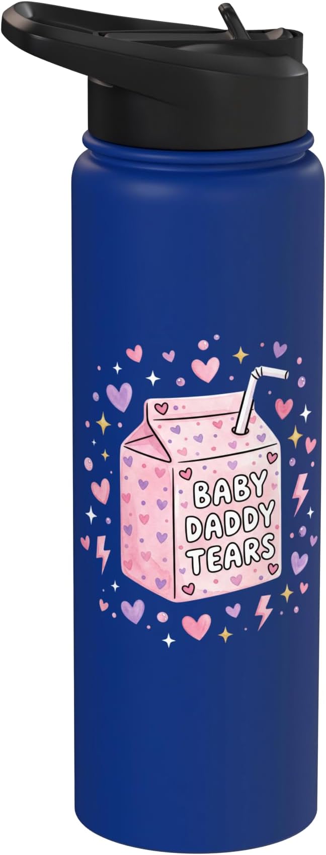 Baby Daddy Tears Retro Pink Milk Carton Hearts Aesthetic Stainless Steel Insulated Water Bottle